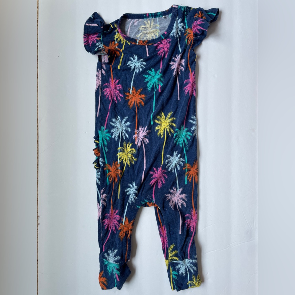 Posh Peanut blue romper with palm trees